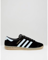 schwarze Leder Turnschuhe von adidas