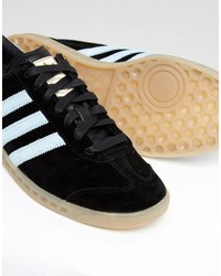 schwarze Leder Turnschuhe von adidas