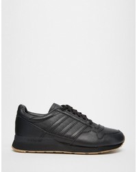 schwarze Leder Turnschuhe von adidas