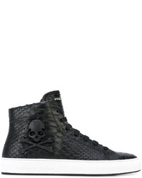 schwarze Leder Turnschuhe von Philipp Plein