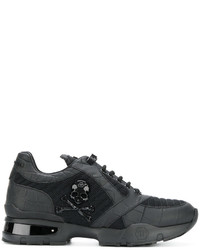 schwarze Leder Turnschuhe von Philipp Plein