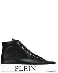 schwarze Leder Turnschuhe von Philipp Plein