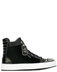 schwarze Leder Turnschuhe von Philipp Plein