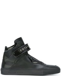 schwarze Leder Turnschuhe von Philipp Plein