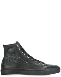 schwarze Leder Turnschuhe von Philipp Plein