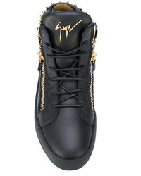 schwarze Leder Turnschuhe von Giuseppe Zanotti Design