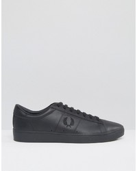 schwarze Leder Turnschuhe von Fred Perry