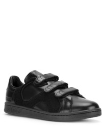 schwarze Leder Turnschuhe von Adidas By Raf Simons