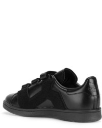 schwarze Leder Turnschuhe von Adidas By Raf Simons