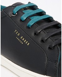 schwarze Leder Turnschuhe von Ted Baker