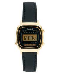 schwarze Leder Uhr von Casio