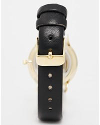 schwarze Leder Uhr von Asos