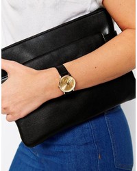 schwarze Leder Uhr von Asos