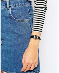 schwarze Leder Uhr von Asos