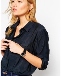 schwarze Leder Uhr von Asos