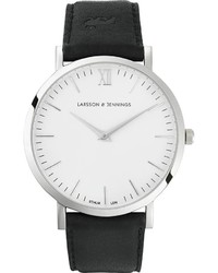 schwarze Leder Uhr von Larsson & Jennings