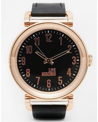 schwarze Leder Uhr von Moschino