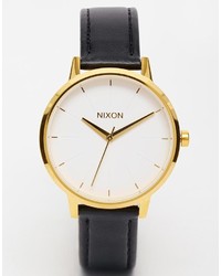 schwarze Leder Uhr von Nixon