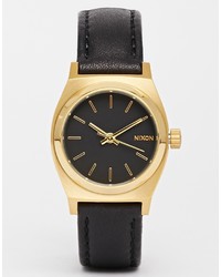 schwarze Leder Uhr von Nixon