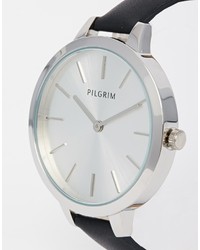 schwarze Leder Uhr von Pilgrim