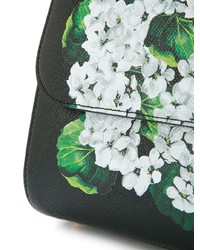 schwarze Leder Umhängetasche mit Blumenmuster von Dolce & Gabbana