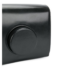 schwarze Leder Umhängetasche mit geometrischem Muster von Lemaire