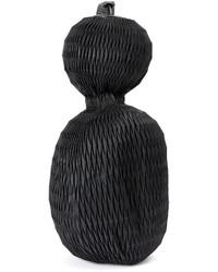 schwarze Leder Umhängetasche mit geometrischem Muster von Issey Miyake