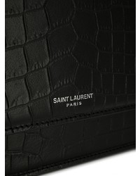 schwarze Leder Umhängetasche mit Schlangenmuster von Saint Laurent