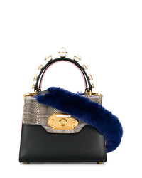 schwarze Leder Umhängetasche mit Schlangenmuster von Dolce & Gabbana