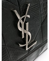 schwarze Leder Umhängetasche mit Schlangenmuster von Saint Laurent