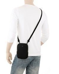 schwarze Leder Umhängetasche von BOSS