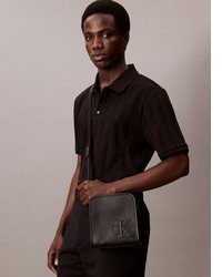 schwarze Leder Umhängetasche von Calvin Klein Jeans