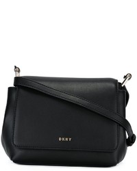 schwarze Leder Umhängetasche von DKNY