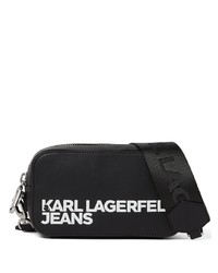 schwarze Leder Umhängetasche von KARL LAGERFELD JEANS