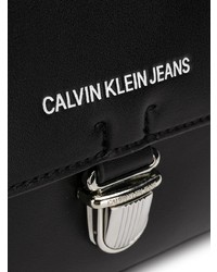 schwarze Leder Umhängetasche von Calvin Klein Jeans