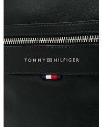 schwarze Leder Umhängetasche von Tommy Hilfiger