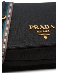 schwarze Leder Umhängetasche von Prada