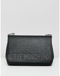 schwarze Leder Umhängetasche von Love Moschino