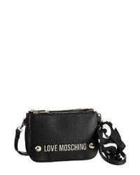 schwarze Leder Umhängetasche von Love Moschino