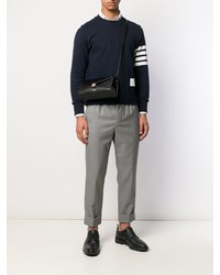 schwarze Leder Umhängetasche von Thom Browne