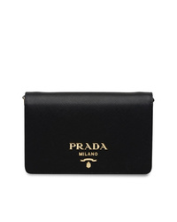 schwarze Leder Umhängetasche von Prada
