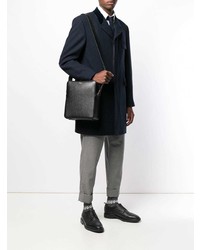 schwarze Leder Umhängetasche von Thom Browne