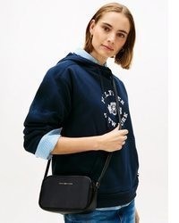 schwarze Leder Umhängetasche von Tommy Hilfiger