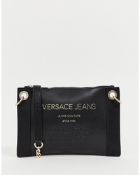 schwarze Leder Umhängetasche von Versace Jeans