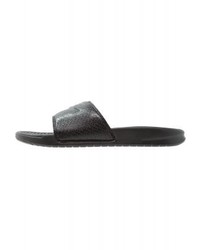 schwarze Leder Zehensandalen von Nike