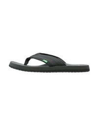 schwarze Leder Zehensandalen von Sanuk