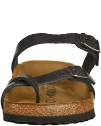 schwarze Leder Zehentrenner von Birkenstock