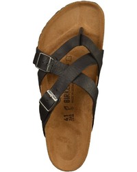 schwarze Leder Zehentrenner von Birkenstock