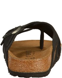 schwarze Leder Zehentrenner von Birkenstock