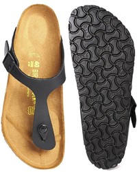 schwarze Leder Zehentrenner von Birkenstock